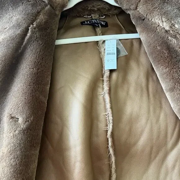 J. Crew Women's Teddy Peacoat NWT new XXS/XS in chocolate faux fur - Picture 5 of 9